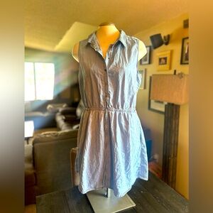 Light Blue Jean Sleeveless Button-Up Dress
